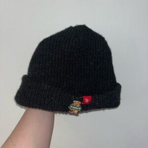Teddy Fresh Black Beanie with Bear Pin